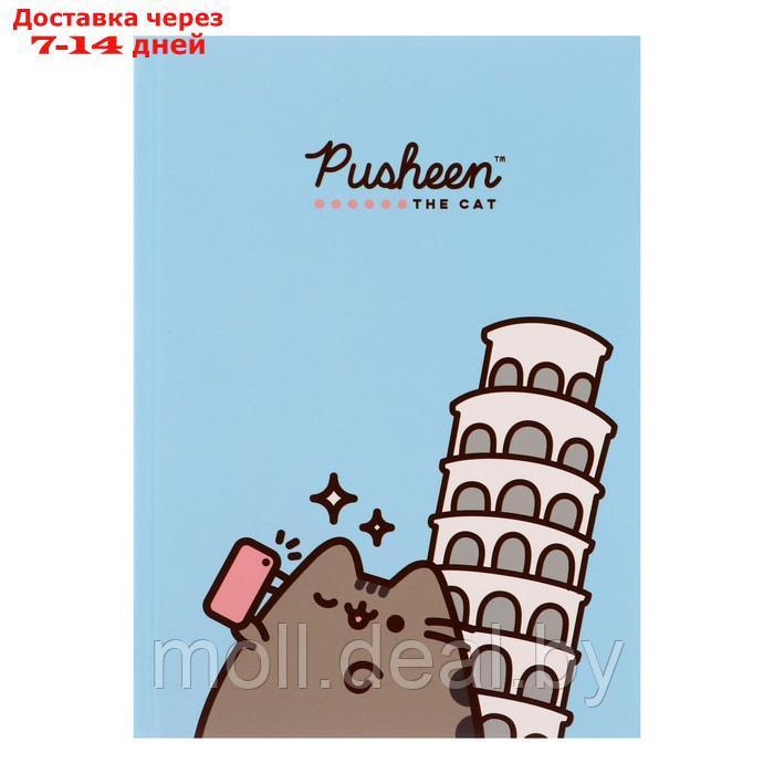 Записная книжка А5, 128 листов в клетку Pusheen, твёрдая обложка, ламинация Soft-Touch, блок офсет - фото 1 - id-p213480853