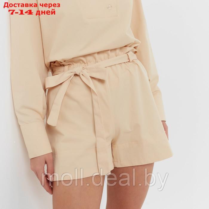 Костюм женский (блузка, шорты) MINAKU: Enjoy цвет бежевый, размер 44 - фото 8 - id-p213486906