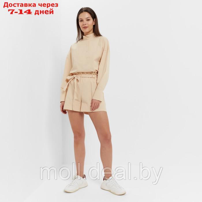 Костюм женский (блузка, шорты) MINAKU: Enjoy цвет бежевый, размер 44 - фото 9 - id-p213486906