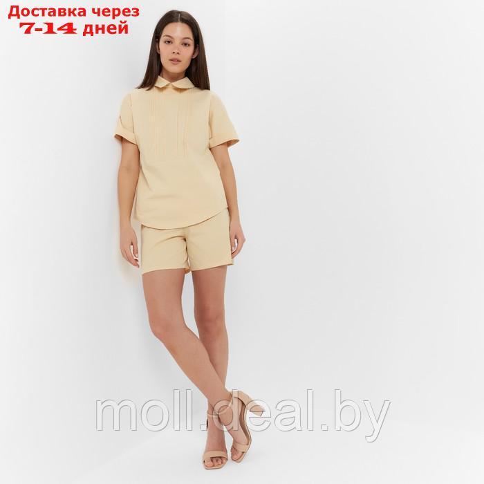 Костюм женский (рубашка, шорты) MINAKU: Enjoy цвет бежевый, размер 46 - фото 7 - id-p213486908