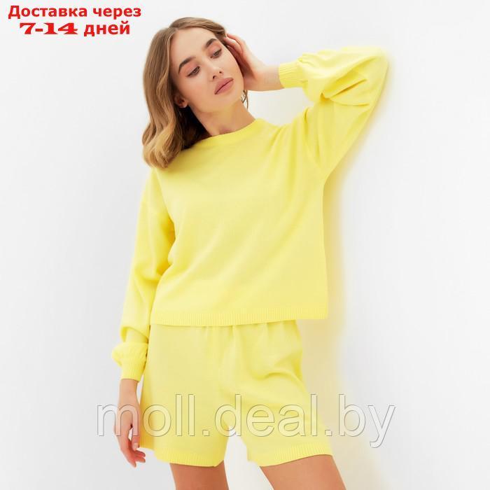 Комплект женский (джемпер, шорты) MINAKU: Casual Collection цвет лимон, р-р 42 - фото 3 - id-p213486927