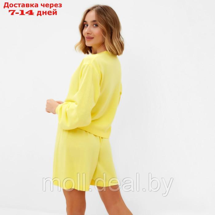 Комплект женский (джемпер, шорты) MINAKU: Casual Collection цвет лимон, р-р 42 - фото 4 - id-p213486927