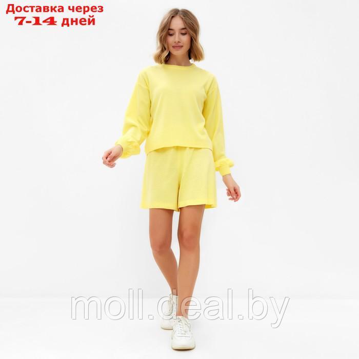 Комплект женский (джемпер, шорты) MINAKU: Casual Collection цвет лимон, р-р 42 - фото 5 - id-p213486927