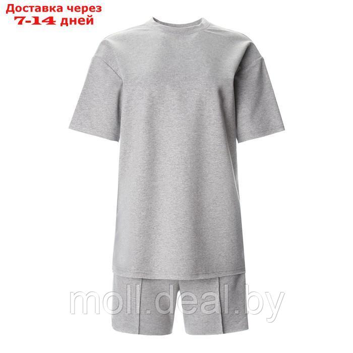 Комплект (футболка, шорты) женский MINAKU: Casual Collection цвет светло-серый, р-р 46 - фото 1 - id-p213486939