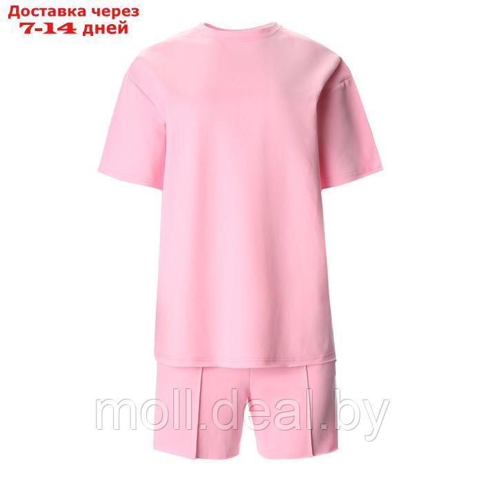 Комплект (футболка, шорты) женский MINAKU: Casual Collection цвет светло-розовый, р-р 48 - фото 1 - id-p213486940