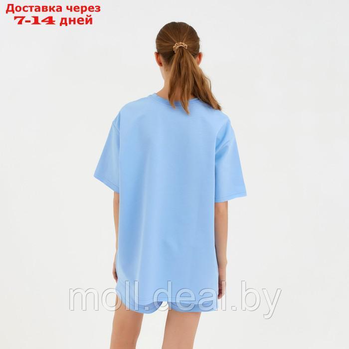 Комплект (футболка, шорты) женский MINAKU: Casual Collection цвет голубой, р-р 50 - фото 1 - id-p213486944