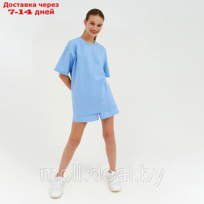 Комплект (футболка, шорты) женский MINAKU: Casual Collection цвет голубой, р-р 50 - фото 2 - id-p213486944