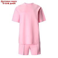 Комплект (футболка, шорты) женский MINAKU: Casual Collection цвет светло-розовый, р-р 42