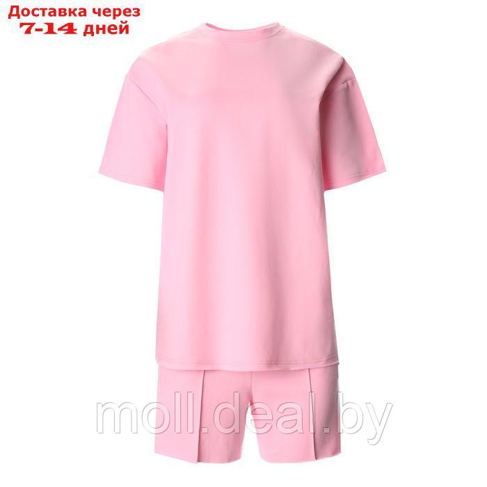 Комплект (футболка, шорты) женский MINAKU: Casual Collection цвет светло-розовый, р-р 42 - фото 1 - id-p213486945