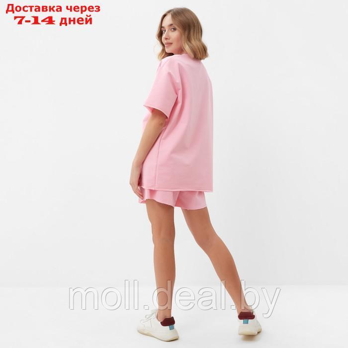 Комплект (футболка, шорты) женский MINAKU: Casual Collection цвет светло-розовый, р-р 46 - фото 3 - id-p213486948