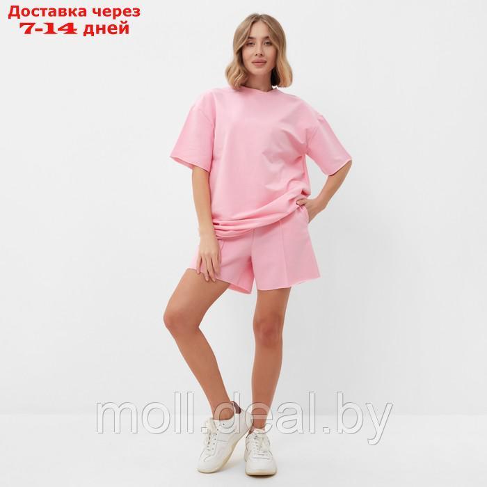 Комплект (футболка, шорты) женский MINAKU: Casual Collection цвет светло-розовый, р-р 50 - фото 5 - id-p213486949