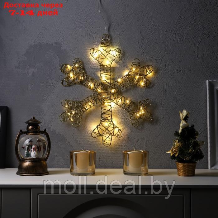 Фигура светодиодная "Снежинка", 40x0.5x40 см, 40 LED, ААх2 (не в компл.), Т/БЕЛЫЙ - фото 1 - id-p213485043