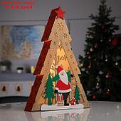 Фигура дерев. "Дед Мороз с подарками" 29.5х7x45 см, 8 LED, AAAx2 (не в компл.), Т/БЕЛЫЙ