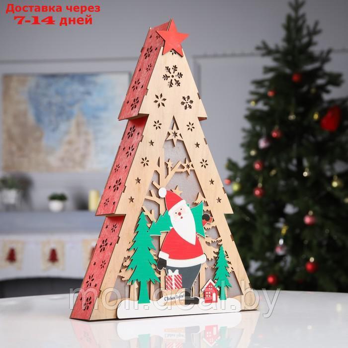 Фигура дерев. "Дед Мороз с подарками" 29.5х7x45 см, 8 LED, AAAx2 (не в компл.), Т/БЕЛЫЙ - фото 2 - id-p213485077