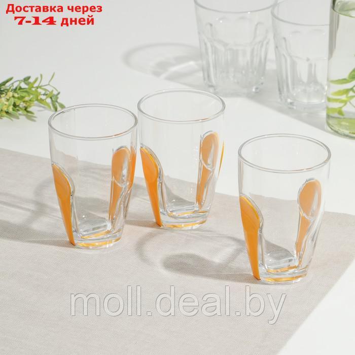 Набор стаканов "Снэп", стеклянный, 260 мл, 3 шт, желтый пластиковый аксессуар - фото 1 - id-p213485152