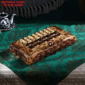 Настольная игра 3 в 1 "Ромб, Резка, Выжигание": 50х25 см, массив ореха, Иран