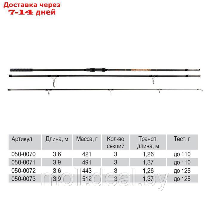 Удилище карповое Волжанка Карп Мастер 3,9 м, 3 секции, тест до 125 г - фото 1 - id-p213487281