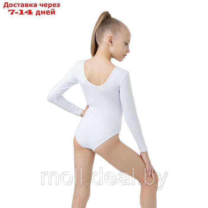 Купальник гимнастический, с длинным рукавом, размер 40, цвет белый - фото 3 - id-p213488681