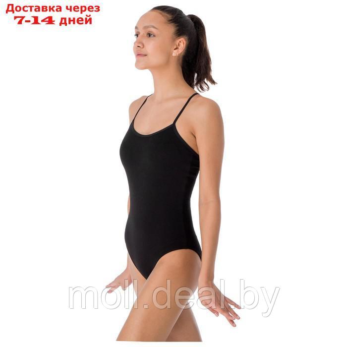 Купальник для гимнастики и танцев, на бретелях, размер 42, цвет чёрный - фото 2 - id-p213488684
