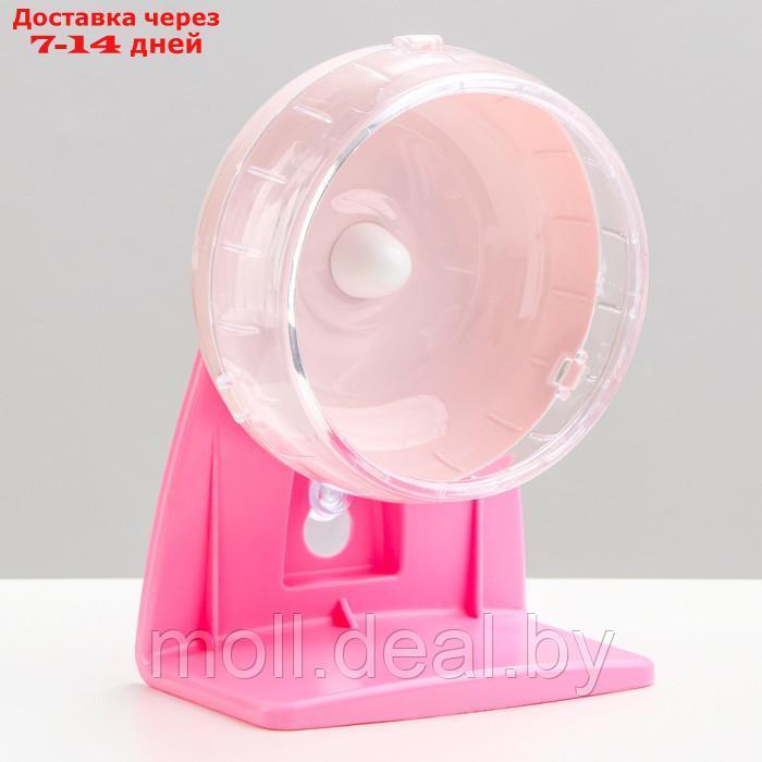 Колесо для грызунов Carno тихое, на подставке, 12 см, розовое - фото 1 - id-p213479455
