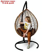Подвесное кресло SEVILLA горячий шоколад, коричневая подушка, стойка
