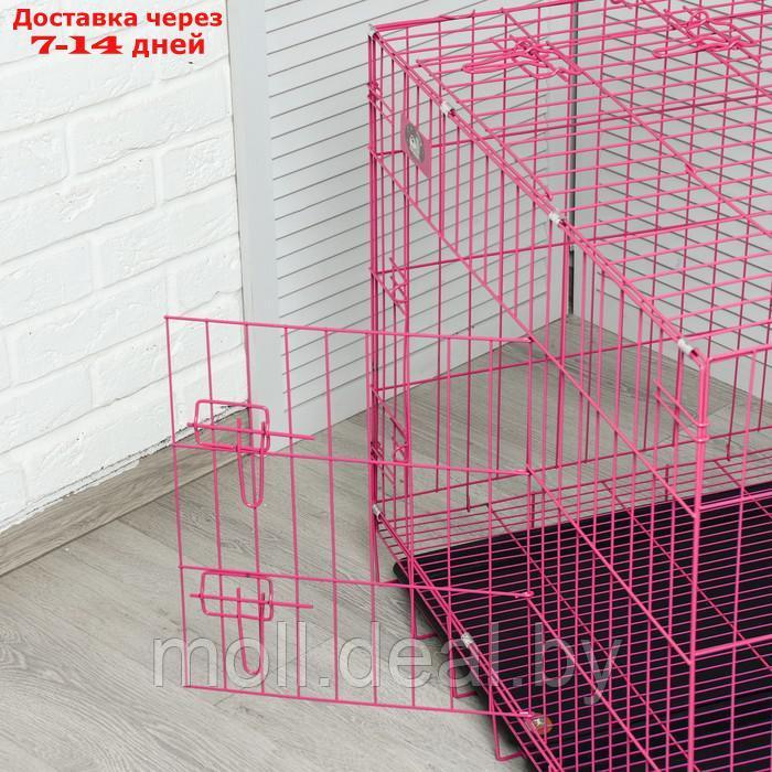Клетка с люком для собак и кошек, 85 х 60 х 70 см, розовая - фото 8 - id-p213487488