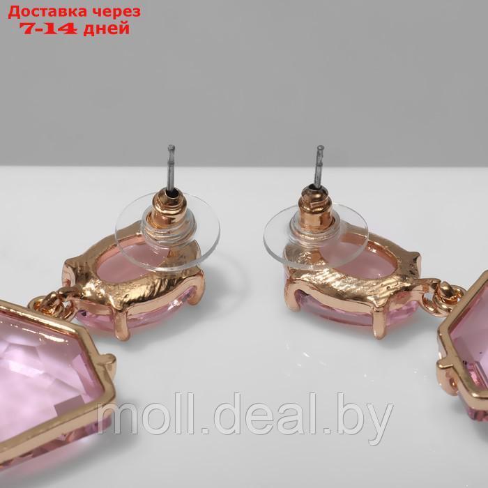 Серьги со стразами "Клео" алмаз, цвет розовый в золоте - фото 2 - id-p213487505