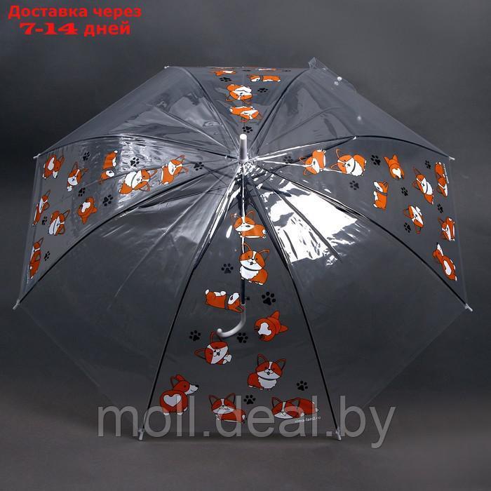 Зонт детский "Корги" полуавтомат, прозрачный, d=90см - фото 3 - id-p213486466