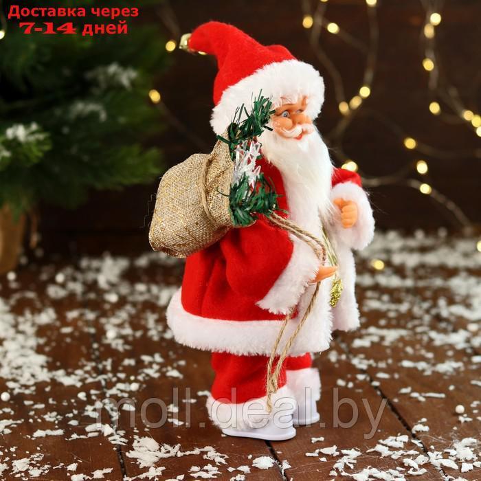 Дед Мороз "В узорчатом жилете, с подарками" двигается, с подсветкой, 24 см, красный - фото 2 - id-p213486602