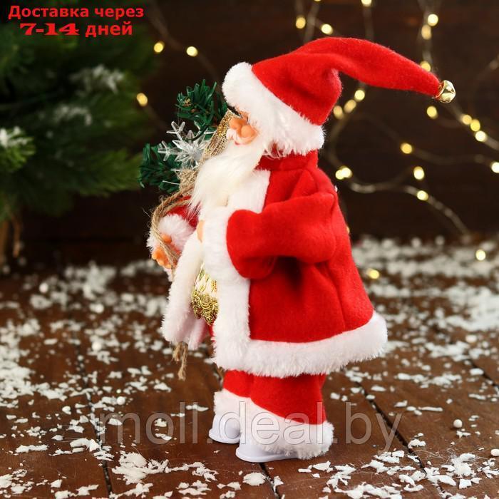Дед Мороз "В узорчатом жилете, с подарками" двигается, с подсветкой, 24 см, красный - фото 4 - id-p213486602