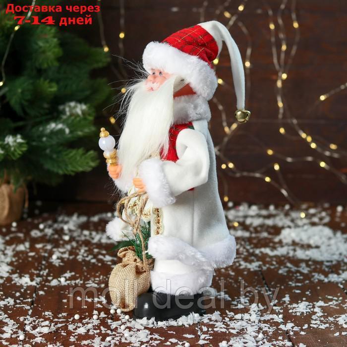 Дед Мороз "С мешком подарков и фонариком" двигается, с подсветкой, 31 см, красно-белый - фото 4 - id-p213486609
