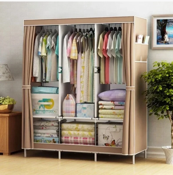 Складной шкаф Storage Wardrobe mod.88130 130 х 45 х 170 см. Трехсекционный/ Цвет-Серый - фото 2 - id-p213539743