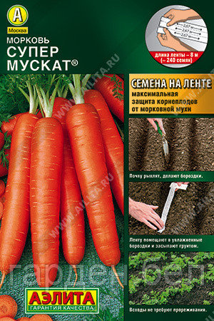 Морковь Супер Мускат (лента) 8м Аэлита - фото 1 - id-p213539806