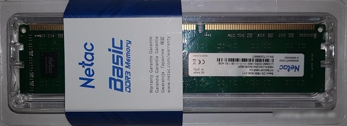 Оперативная память Netac Basic 4GB DDR3 PC3-12800 NTBSD3P16SP-04 - фото 1 - id-p213228313