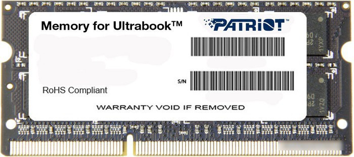 Оперативная память Patriot Memory for Ultrabook 4GB DDR3 SO-DIMM PC3-12800 (PSD34G1600L81S) - фото 1 - id-p213228490