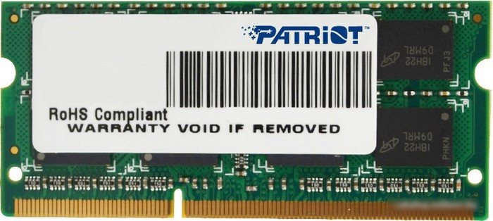 Оперативная память Patriot Signature Line 4GB DDR3 SO-DIMM PC3-12800 [PSD34G16002S] - фото 1 - id-p213228447