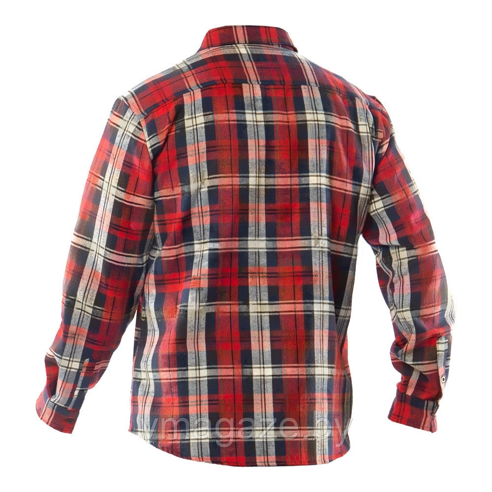 Рубашка (сорочка) мужская фланелевая Дерби клетка (цвет синий с красным) - фото 3 - id-p213540545
