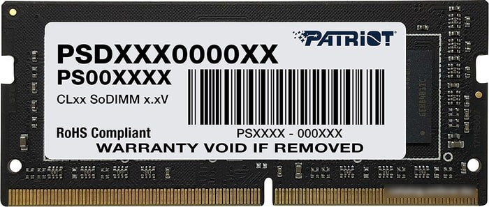 Оперативная память Patriot Signature Line 8GB DDR4 SODIMM PC4-25600 PSD48G320081S - фото 1 - id-p213228425