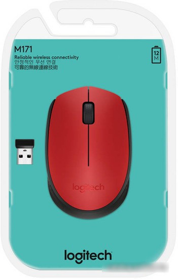 Мышь Logitech M171 Wireless Mouse красный/черный [910-004641] - фото 5 - id-p213225649
