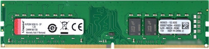 Оперативная память Kingston ValueRAM 16GB DDR4 PC4-21300 KVR26N19D8/16 - фото 1 - id-p213227699
