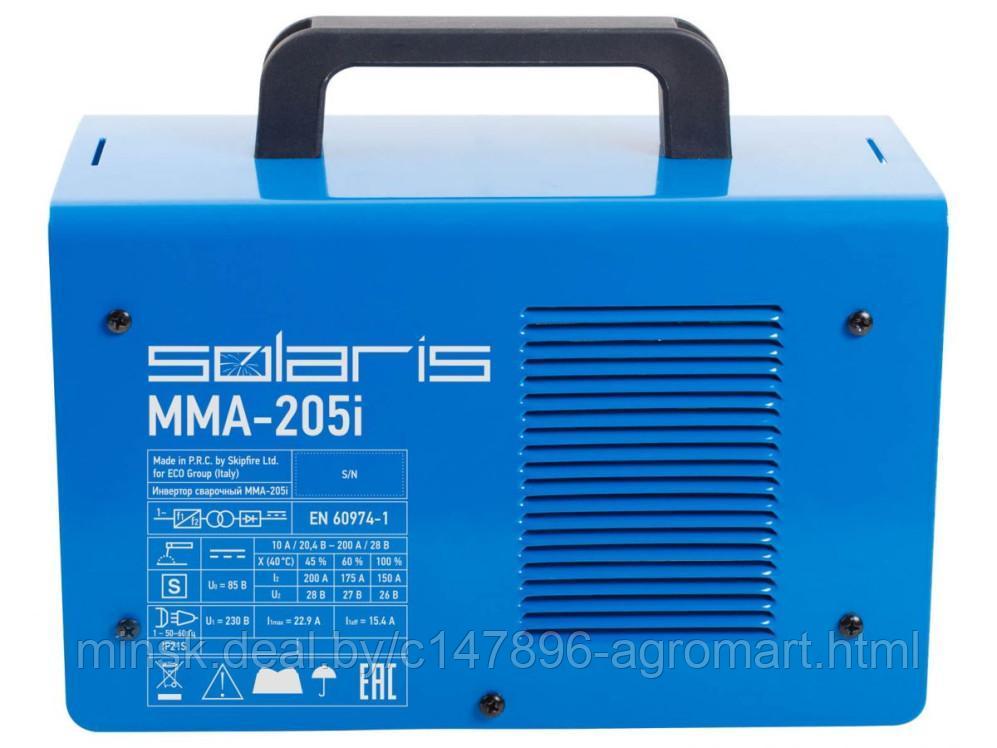 Инвертор сварочный SOLARIS MMA-205i (230В, 10-200 А, 85В, электроды диам. 1.6-4.0 мм, вес 5.1 кг) - фото 4 - id-p213543646