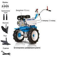 Мотоблок Нева МБ2-ZS (GB225) с двигателем Zongshen 7.5 л.с. В комплекте: Фрезы, окучник, плуг, сцепка,