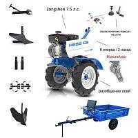 Мотоблокс Прицепом Нева МБ-2 МультиАГРО-ZS с двигателем Zongshen (GB225) 7.5 л.с. В комплекте: Фрезы, окучник,