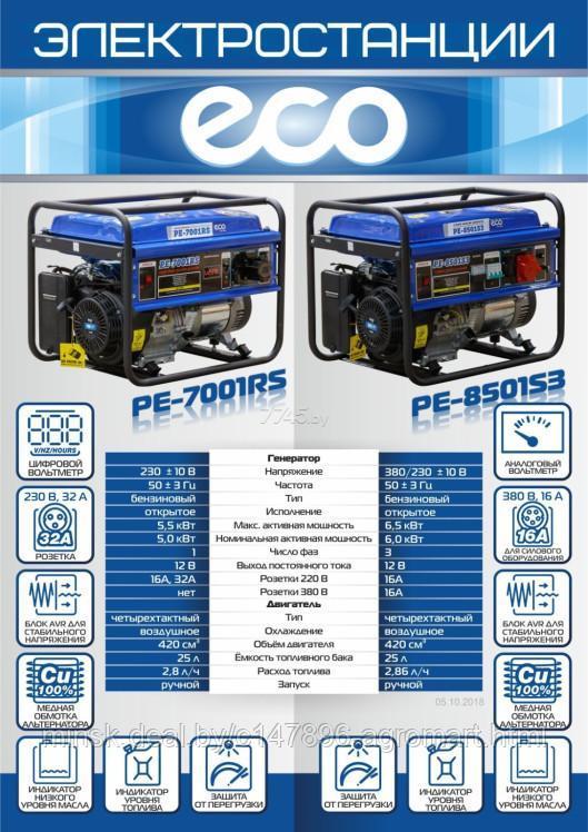 Генератор бензиновый ECO PE-7001RS - фото 8 - id-p213543004