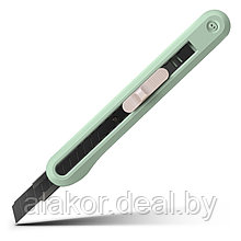 Нож канцелярский малый Deli Nusign, 9мм, усиленный, зеленый пастель