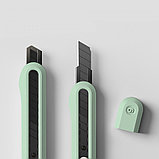 Нож канцелярский малый Deli Nusign, 9мм, усиленный, зеленый пастель, фото 2