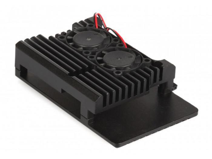 Корпус Qumo RS010 для Raspberry Pi 4 Aluminum Case with Fans Black