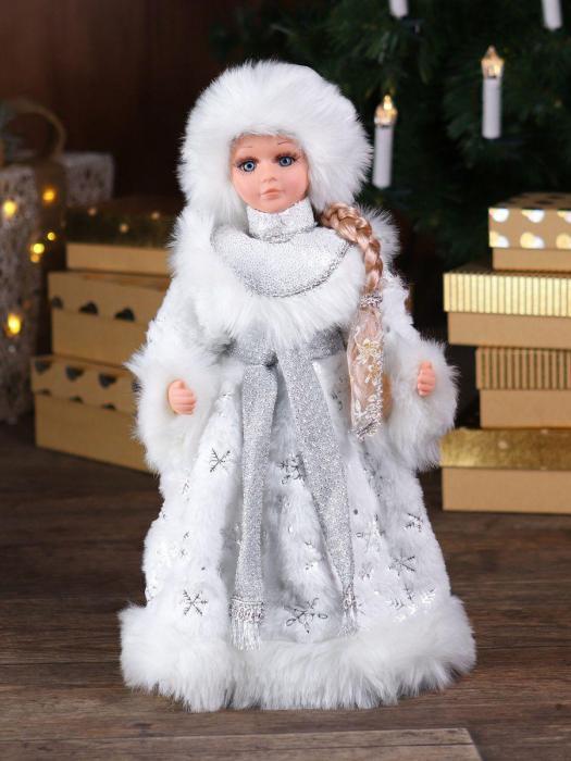 Музыкальная игрушка Снегурочка поющая под елку новогодняя кукла фигурка 40 см фигура декоративная - фото 4 - id-p213464539