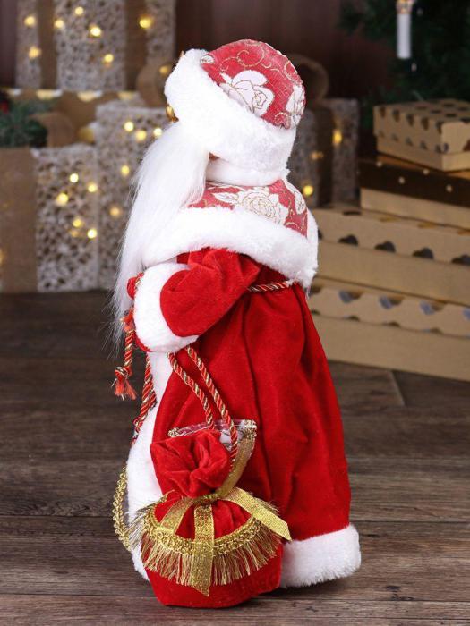 Музыкальный Дед мороз поющий игрушечный Санта Клаус фигурка под елку 40 см новогодняя фигура игрушка - фото 3 - id-p213464541