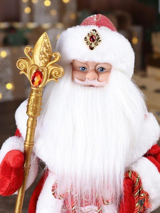 Музыкальный Дед мороз поющий игрушечный Санта Клаус фигурка под елку 40 см новогодняя фигура игрушка - фото 5 - id-p213464541